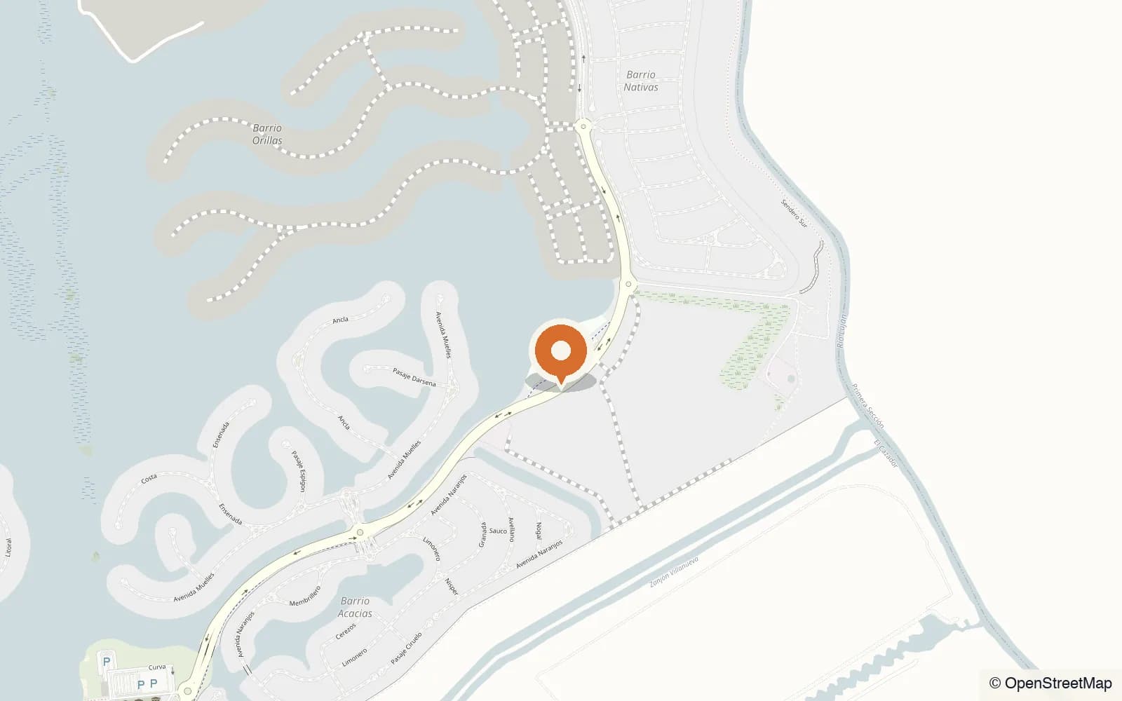 Mapa de Puertos, Escobar, con el pin de la sede